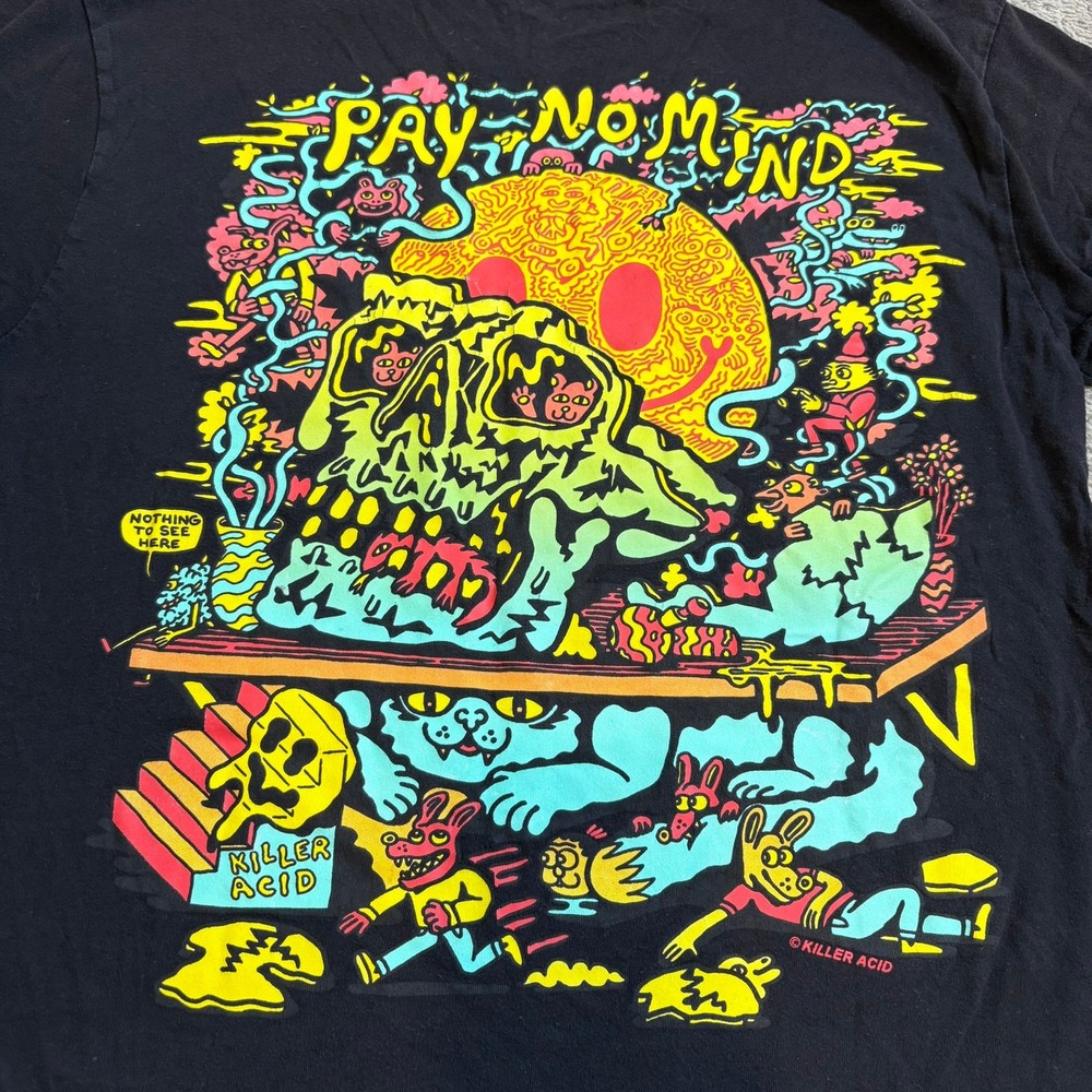 Killer Acid "Pay No Mind" Limited Edition Graphic Tee Black Skull Shirt Small